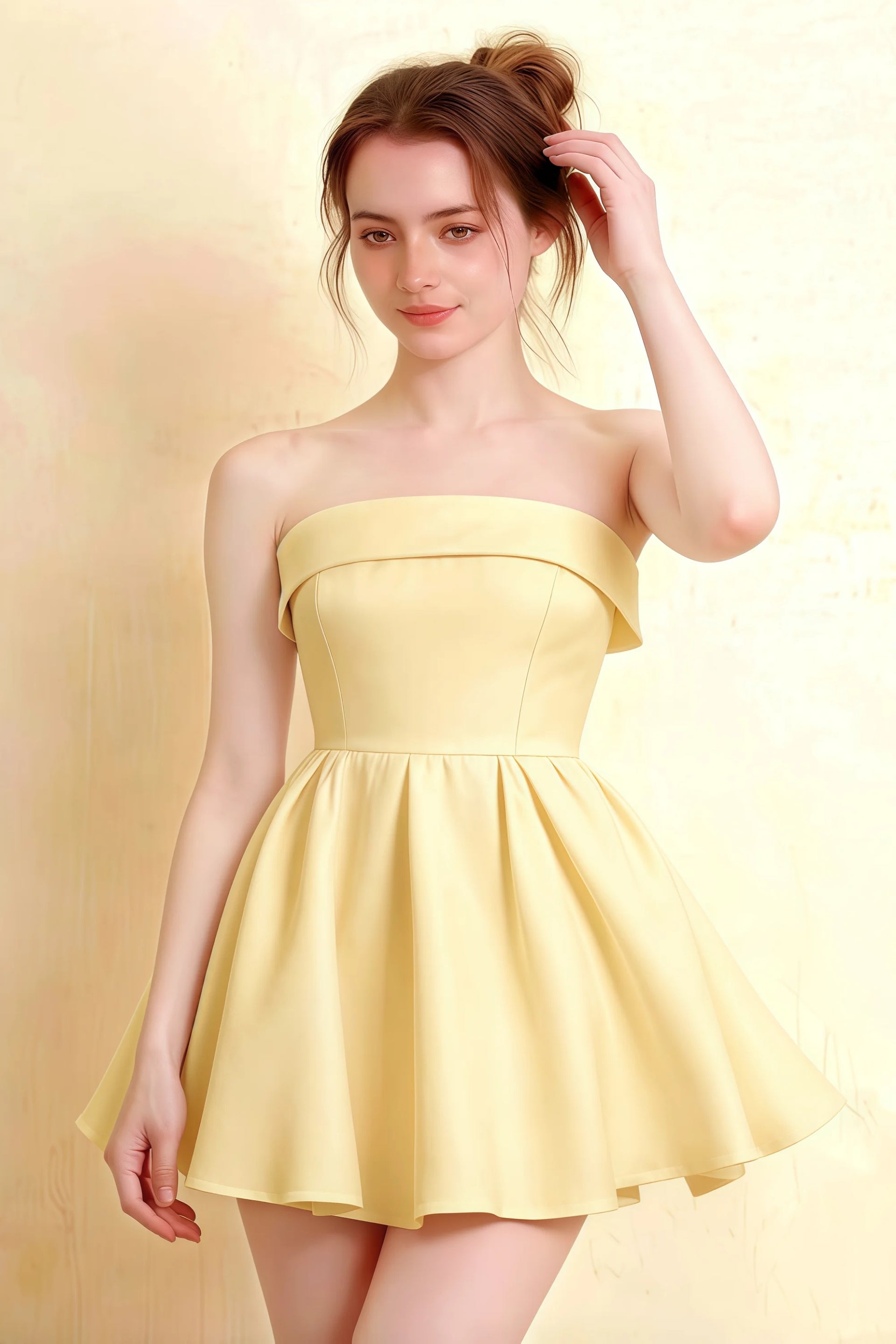 Cara Lemon Women's Smocked-bodice Fit & Flare Mini Dress