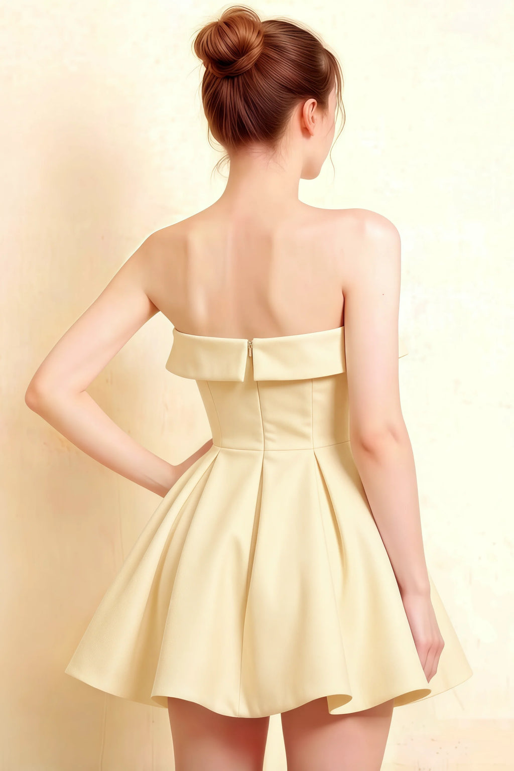 Cara Lemon Women's Smocked-bodice Fit & Flare Mini Dress