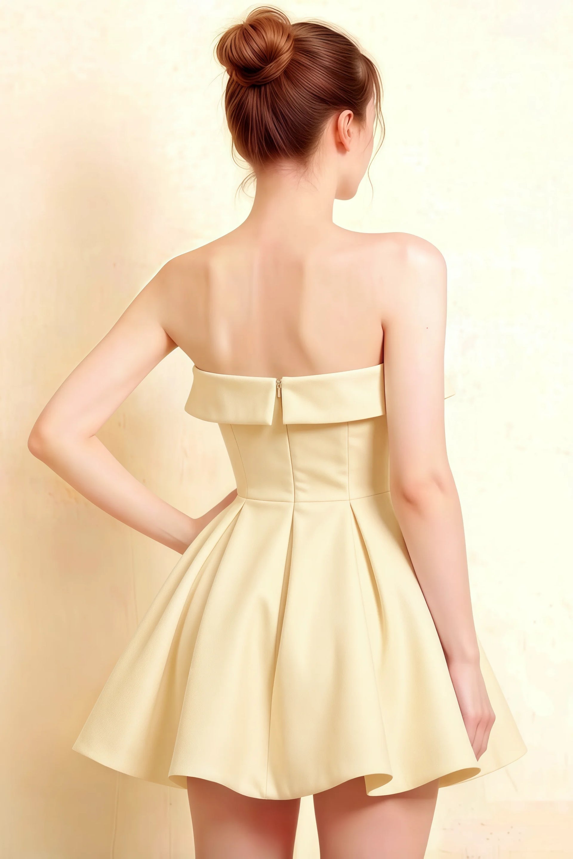 Cara Lemon Women's Smocked-bodice Fit & Flare Mini Dress