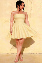 Cara Lemon Women's Smocked-bodice Fit & Flare Mini Dress