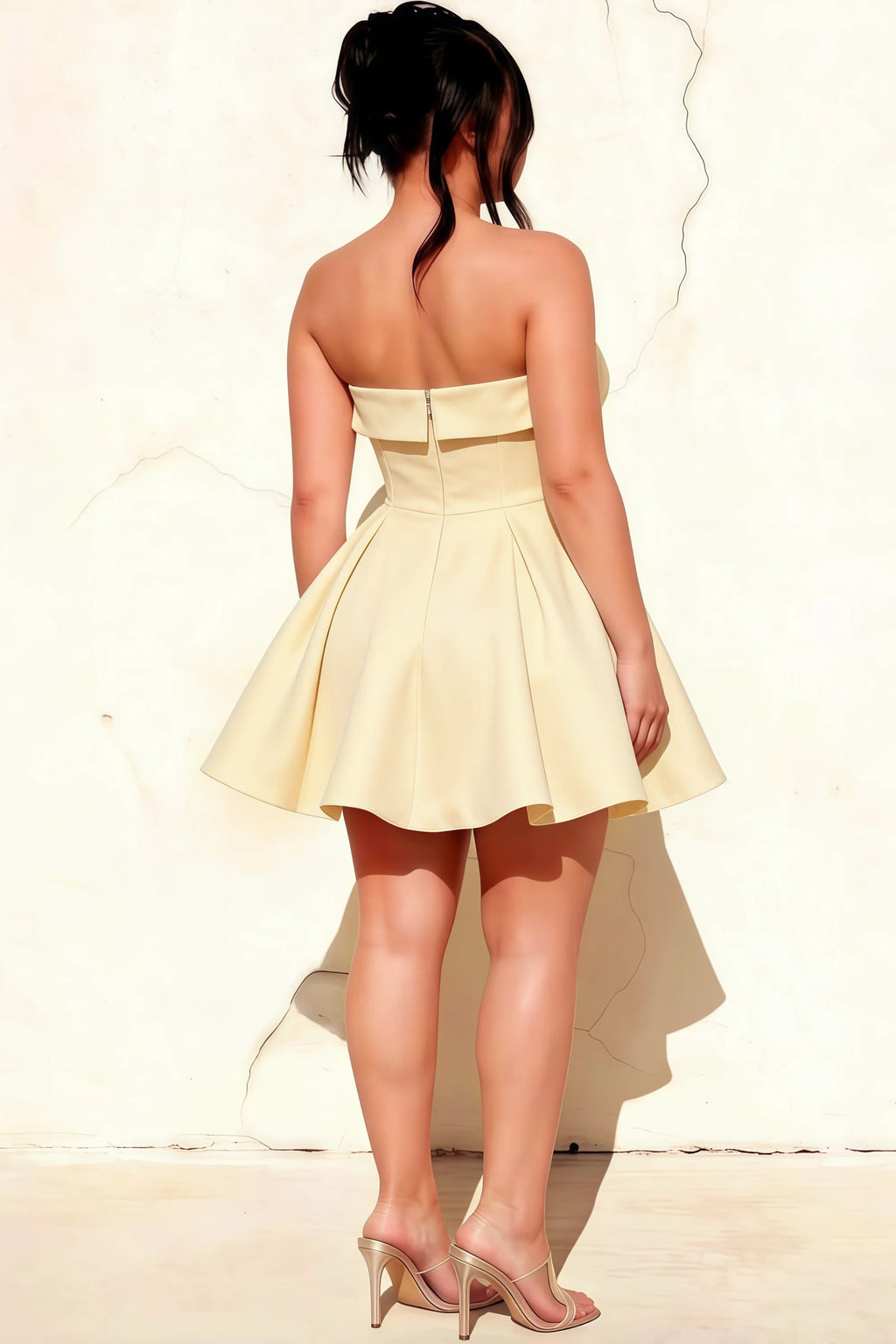 Cara Lemon Women's Smocked-bodice Fit & Flare Mini Dress