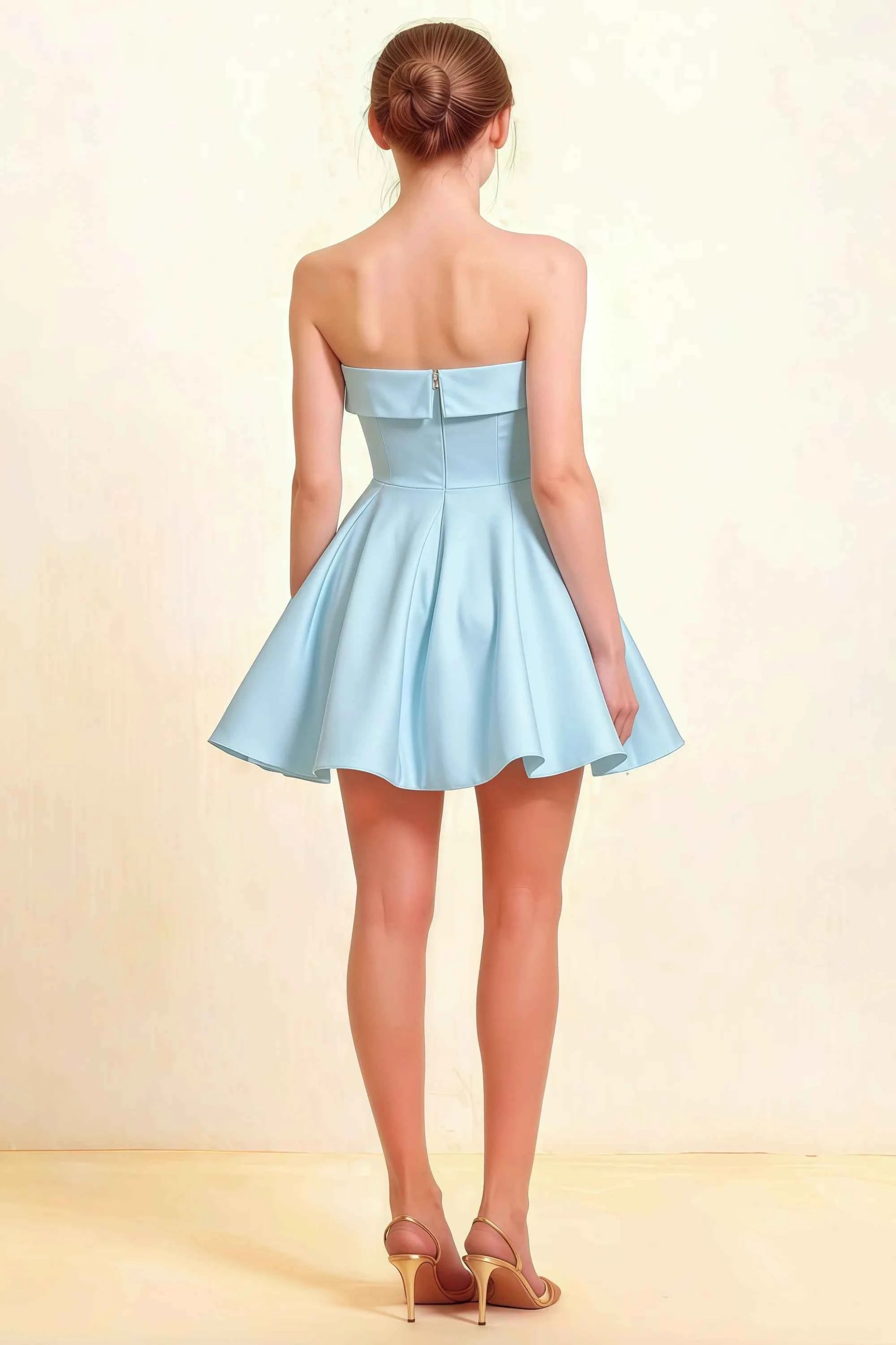 Cara Light Blue Women's Smocked-bodice Fit & Flare Mini Dress Secondary image