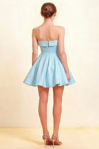 Cara Light Blue Women's Smocked-bodice Fit & Flare Mini Dress