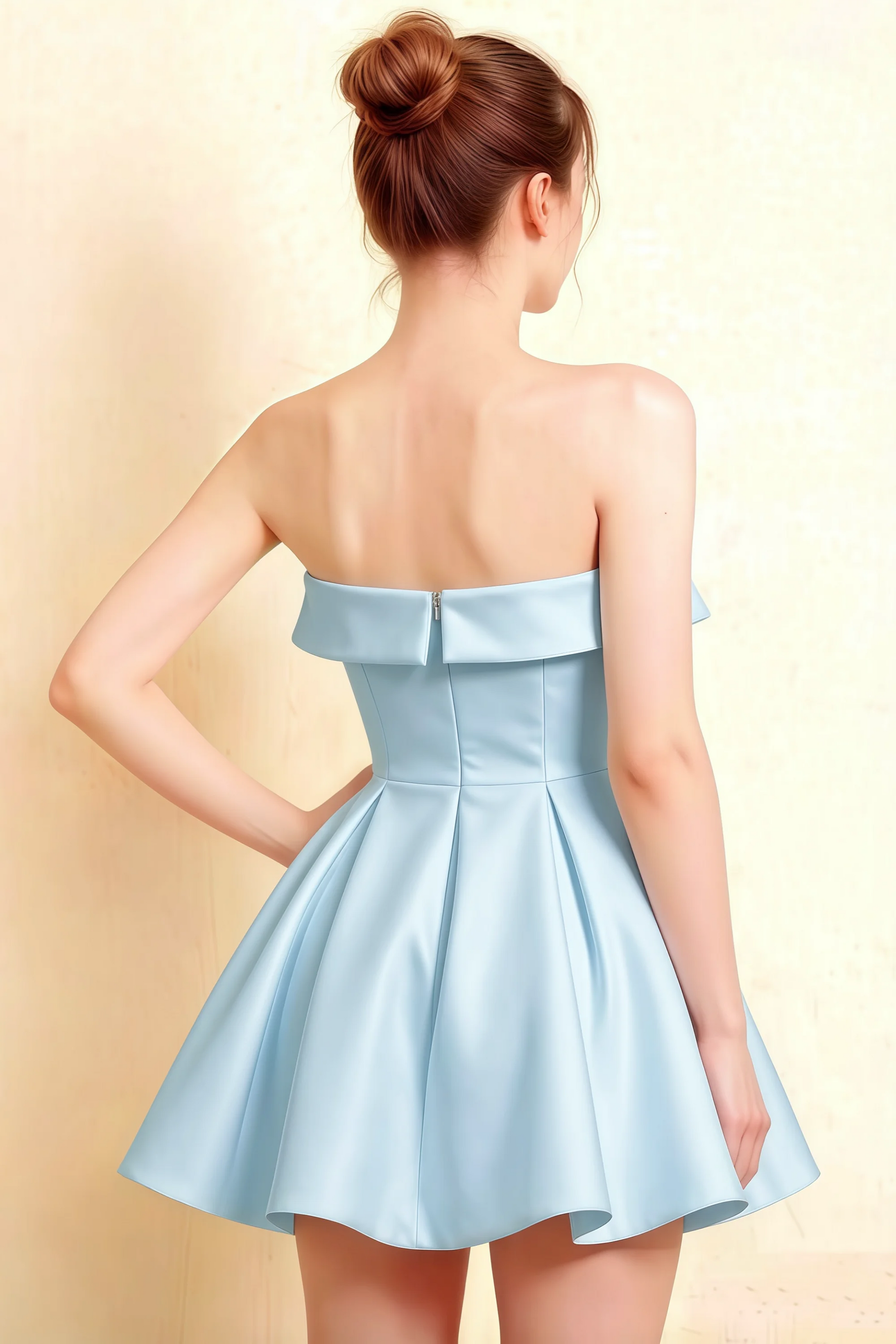 Cara Light Blue Women's Smocked-bodice Fit & Flare Mini Dress