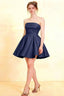 Cara Navy Women's Smocked-bodice Fit & Flare Mini Dress