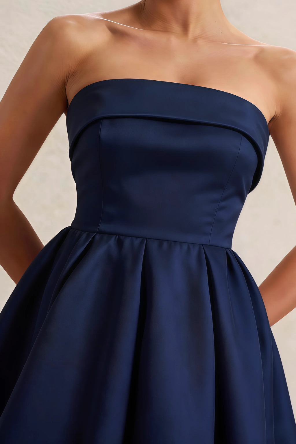 Cara Navy Women's Smocked-bodice Fit & Flare Mini Dress