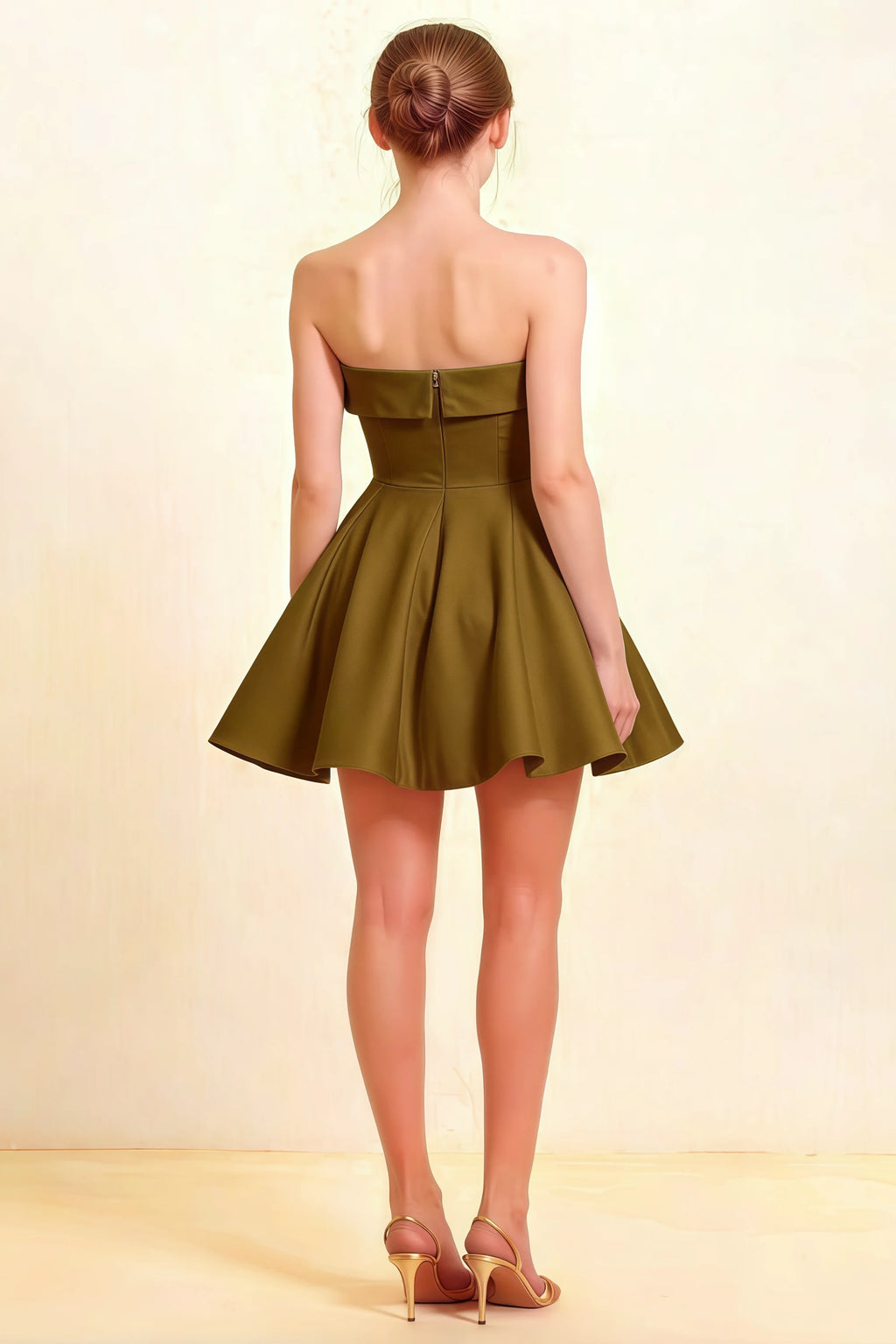 Cara Olive Women's Smocked-bodice Fit & Flare Mini Dress