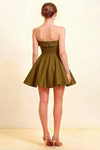 Cara Olive Women's Smocked-bodice Fit & Flare Mini Dress