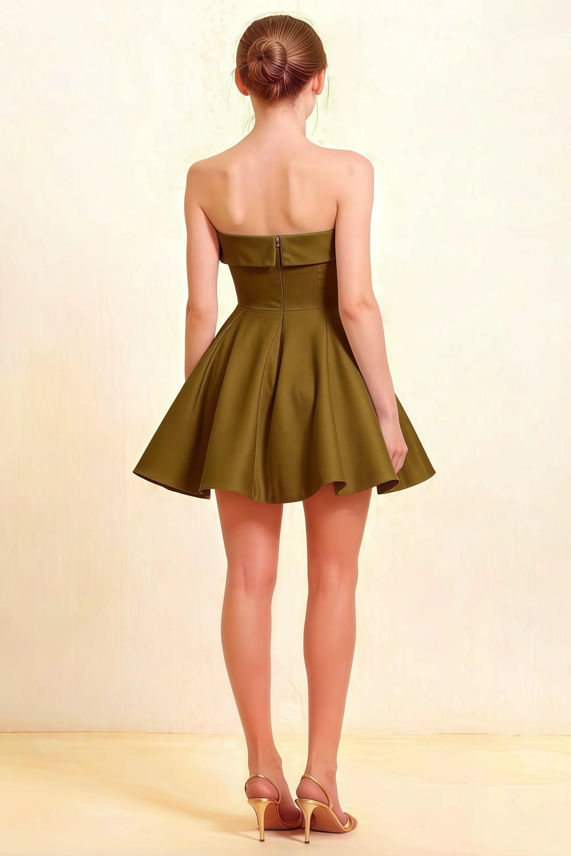 Cara Olive Women's Smocked-bodice Fit & Flare Mini Dress