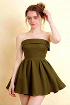 Cara Olive Women's Smocked-bodice Fit & Flare Mini Dress