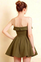 Cara Olive Women's Smocked-bodice Fit & Flare Mini Dress