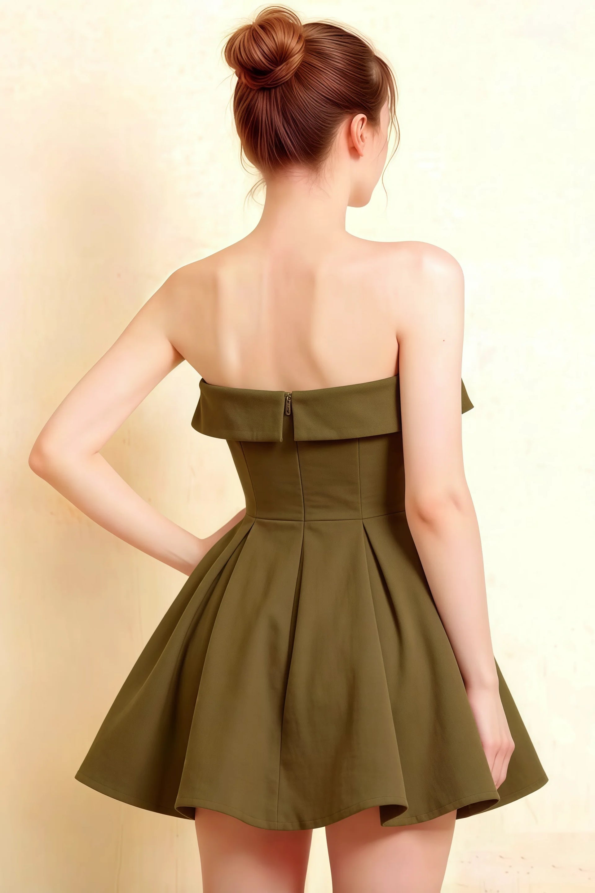 Cara Olive Women's Smocked-bodice Fit & Flare Mini Dress