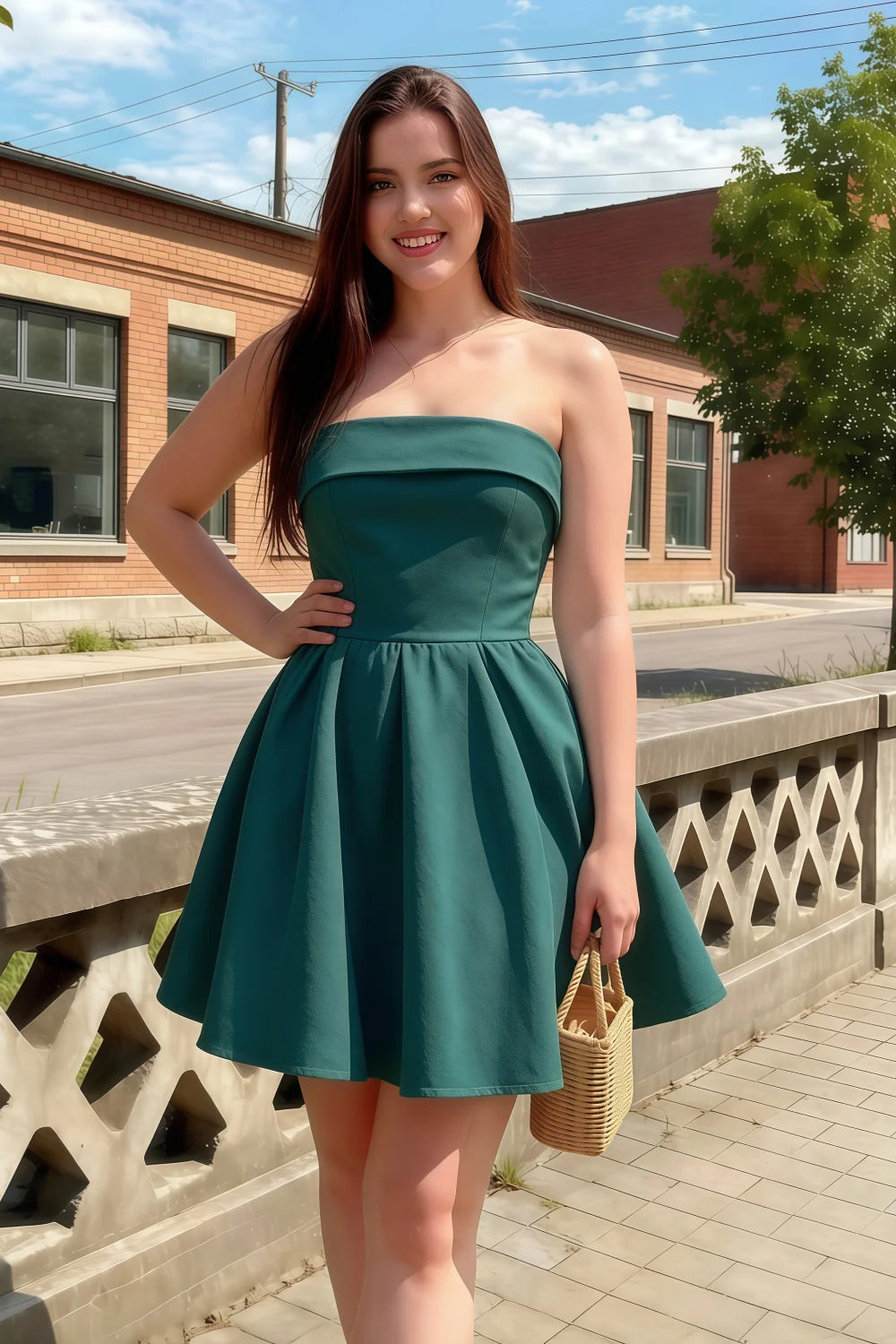 Cara Peacock Women's Smocked-bodice Fit & Flare Mini Dress