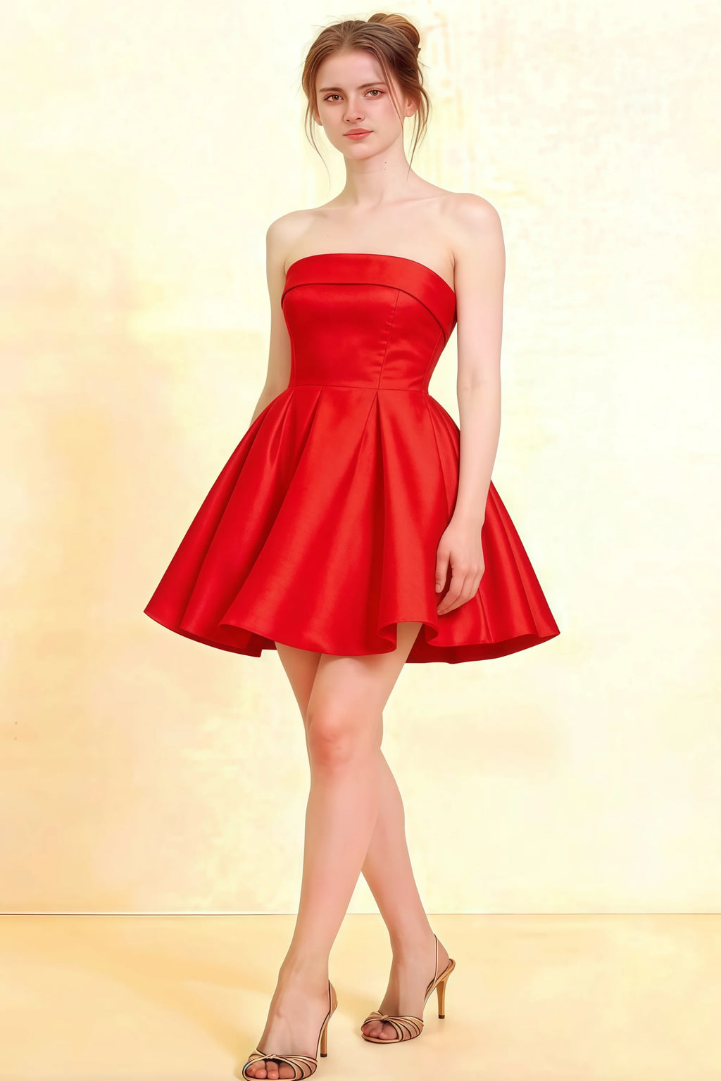 Cara Red Women's Smocked-bodice Fit & Flare Mini Dress