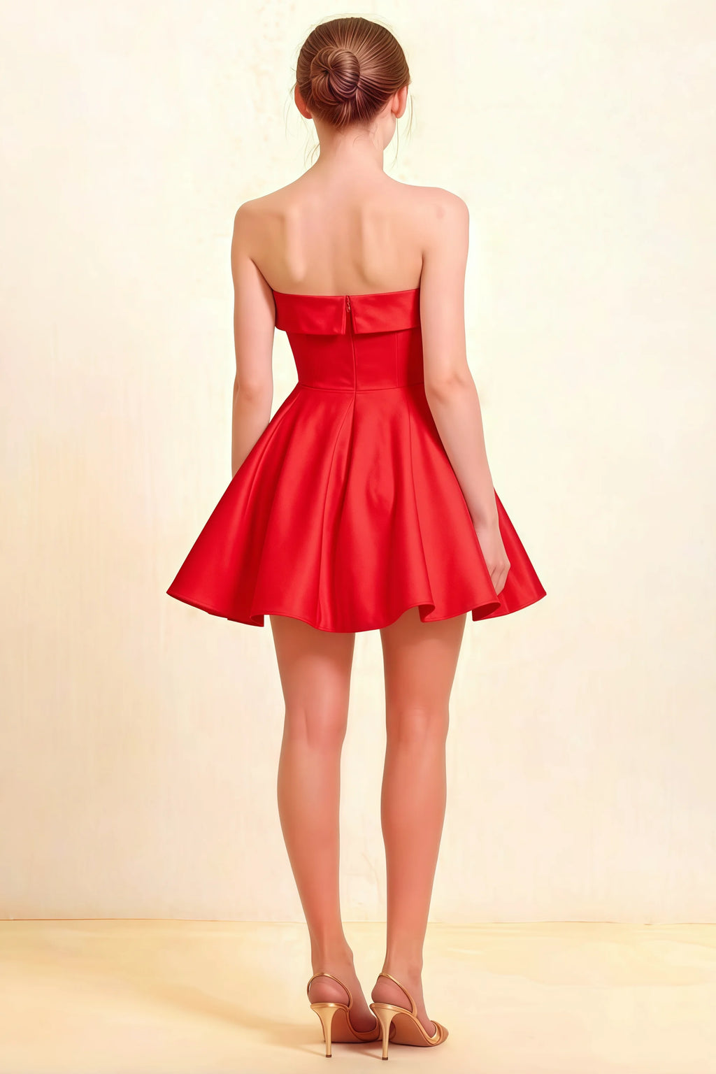 Cara Red Women's Smocked-bodice Fit & Flare Mini Dress