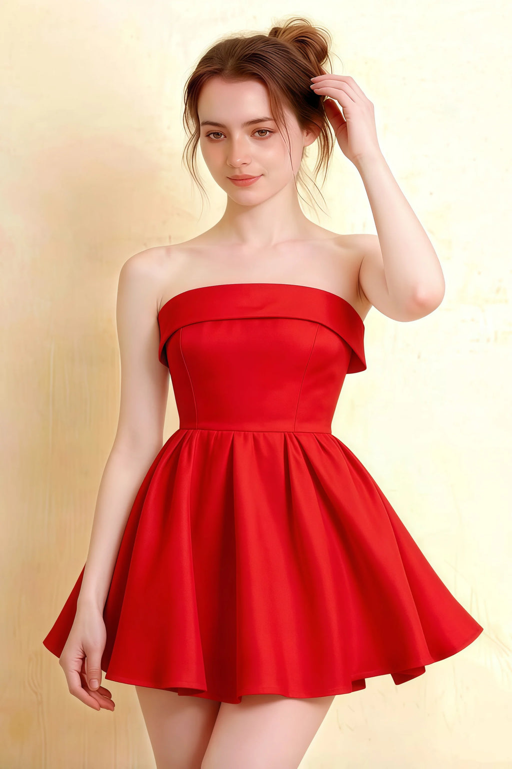 Cara Red Women's Smocked-bodice Fit & Flare Mini Dress