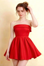 Cara Red Women's Smocked-bodice Fit & Flare Mini Dress