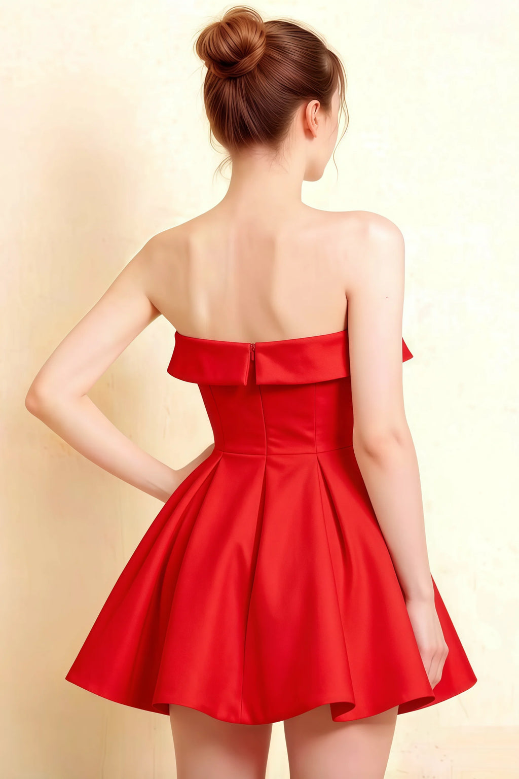 Cara Red Women's Smocked-bodice Fit & Flare Mini Dress