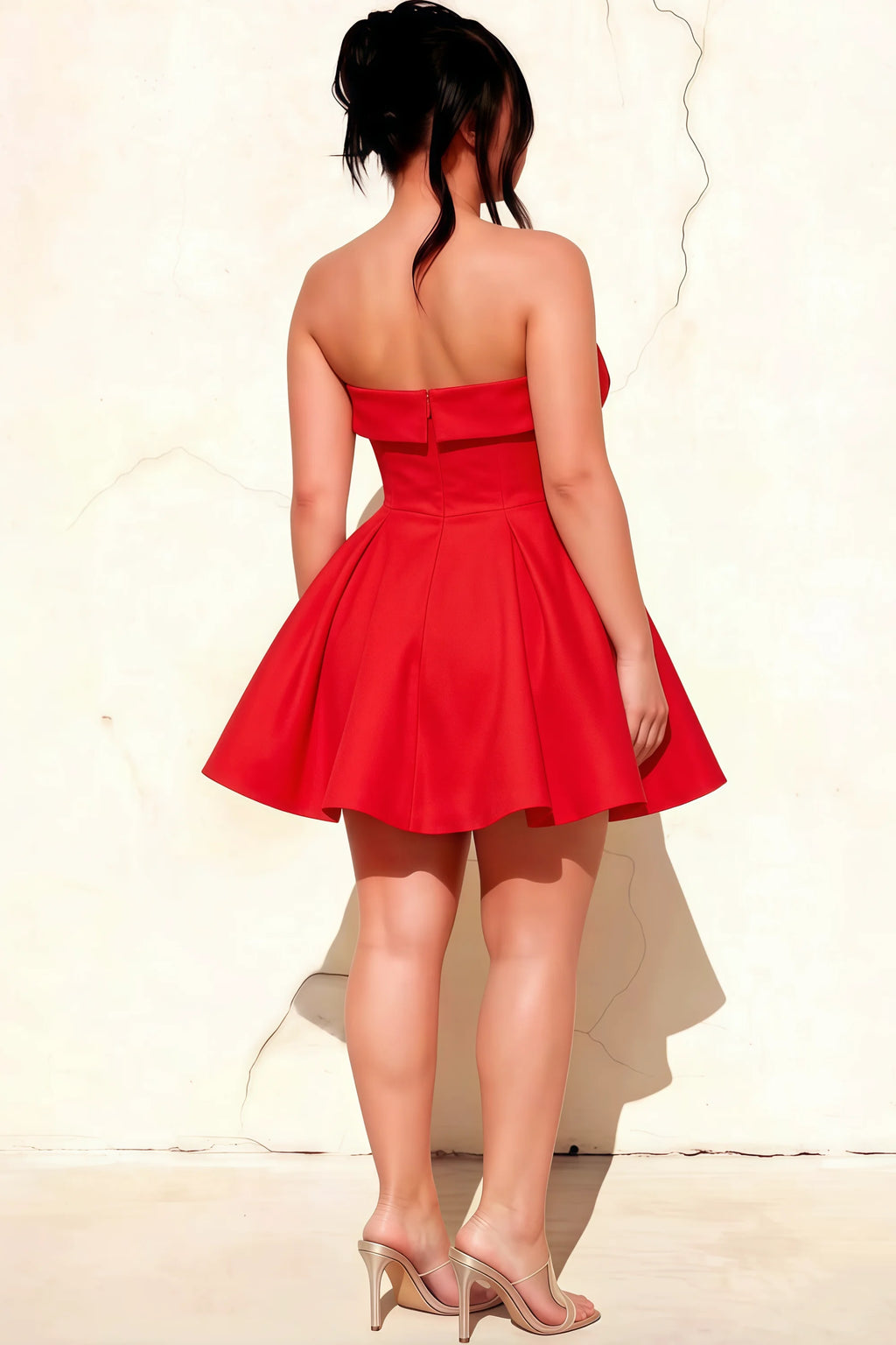 Cara Red Women's Smocked-bodice Fit & Flare Mini Dress