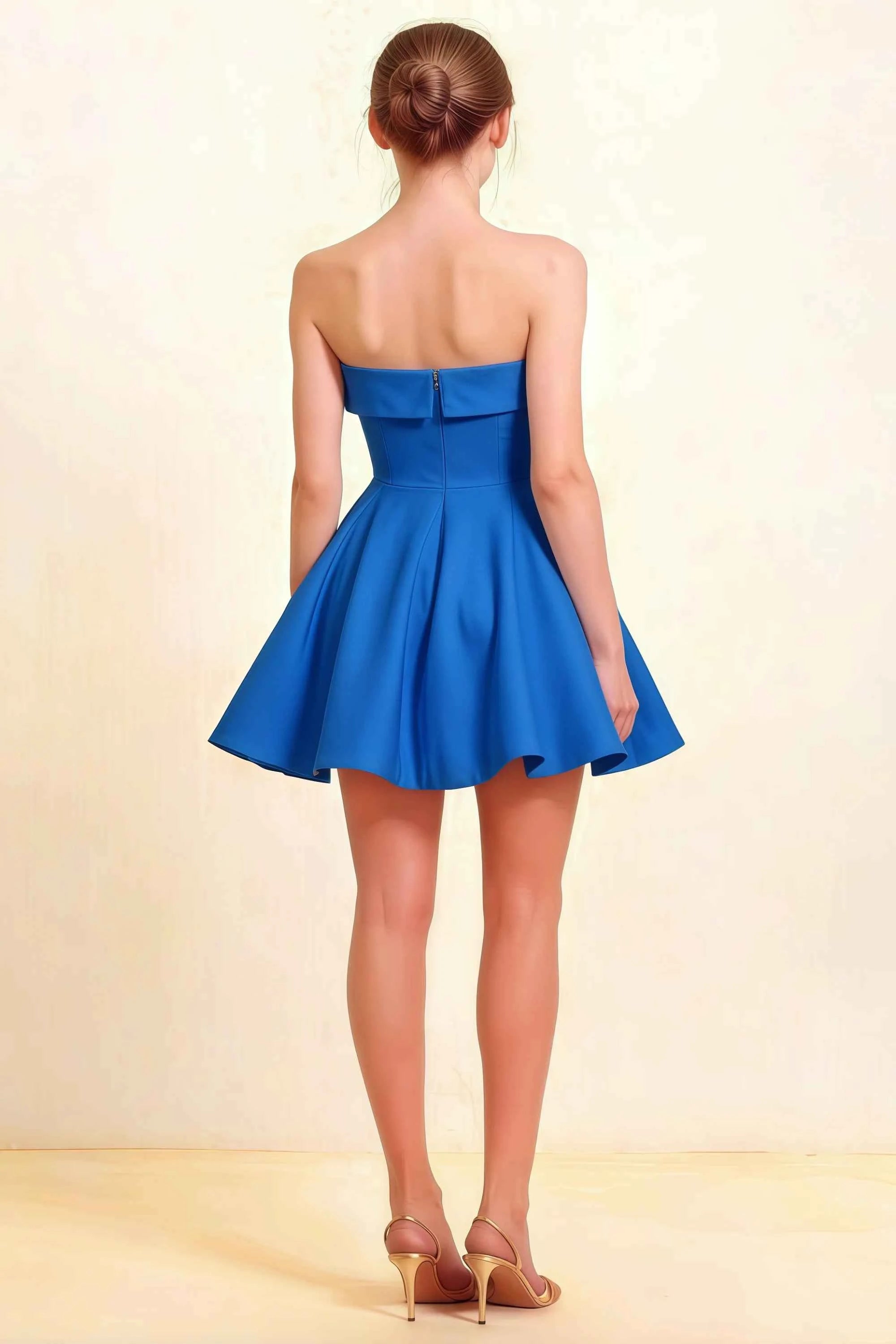 Cara Royal Blue Women's Smocked-bodice Fit & Flare Mini Dress Imagen secundaria del producto