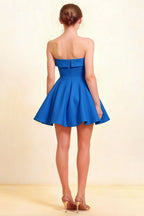 Cara Royal Blue Women's Smocked-bodice Fit & Flare Mini Dress