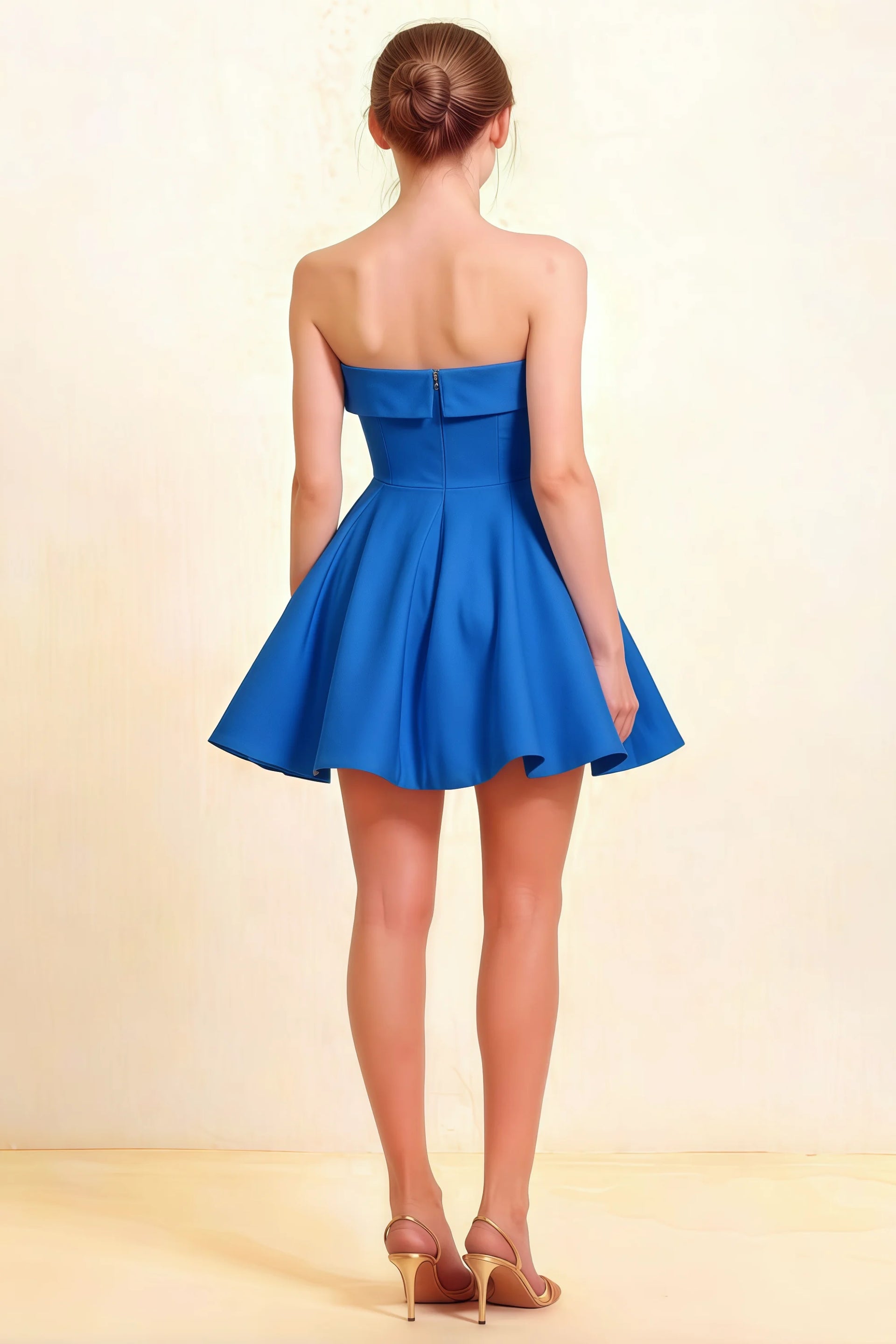 Cara Royal Blue Women's Smocked-bodice Fit & Flare Mini Dress