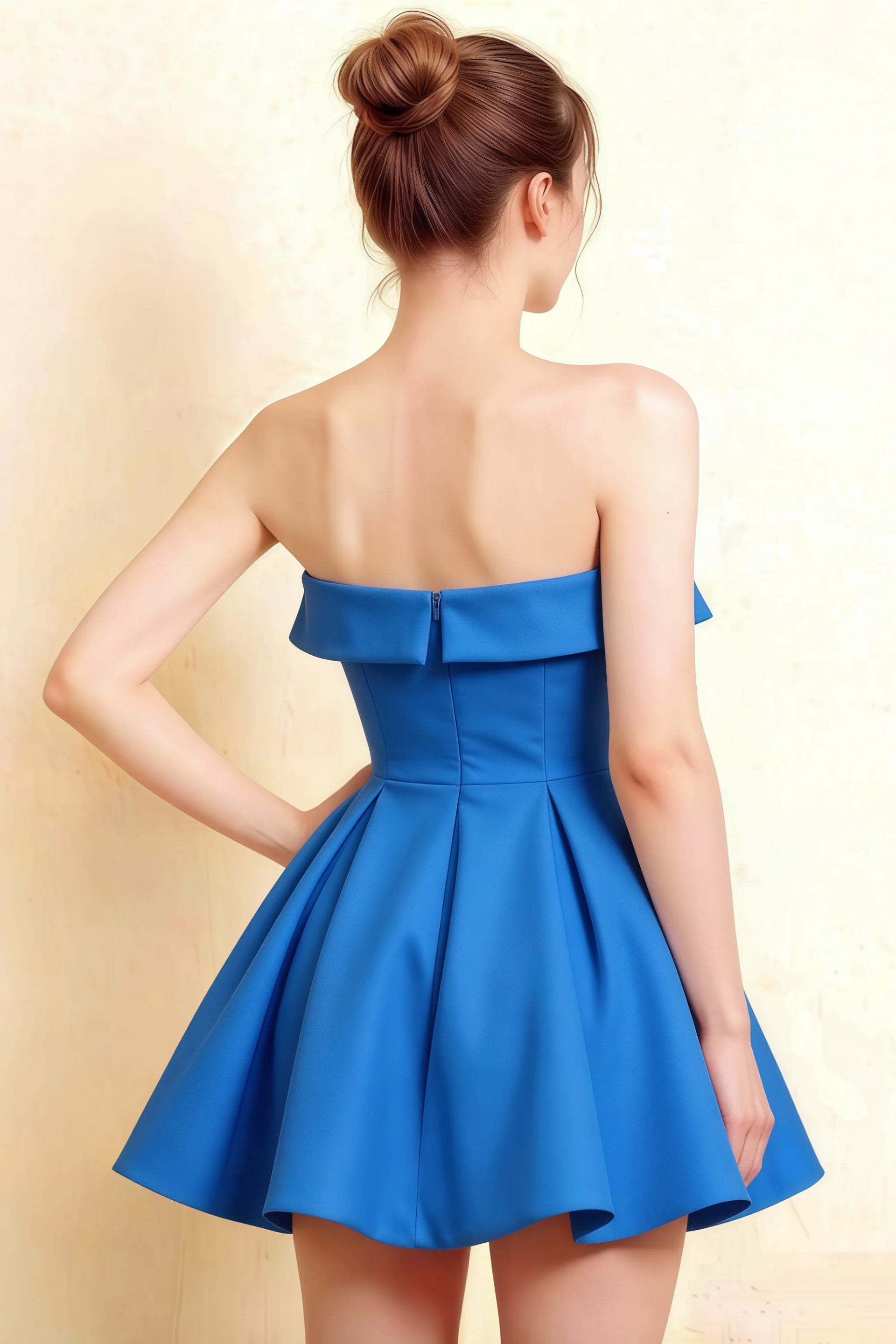 Cara Royal Blue Women's Smocked-bodice Fit & Flare Mini Dress