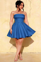 Cara Royal Blue Women's Smocked-bodice Fit & Flare Mini Dress