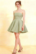 Cara Sage Green Women's Smocked-bodice Fit & Flare Mini Dress