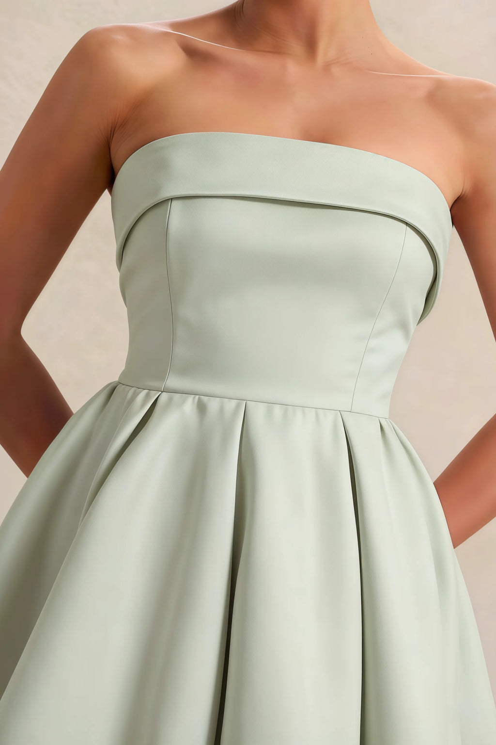 Cara Sage Green Women's Smocked-bodice Fit & Flare Mini Dress