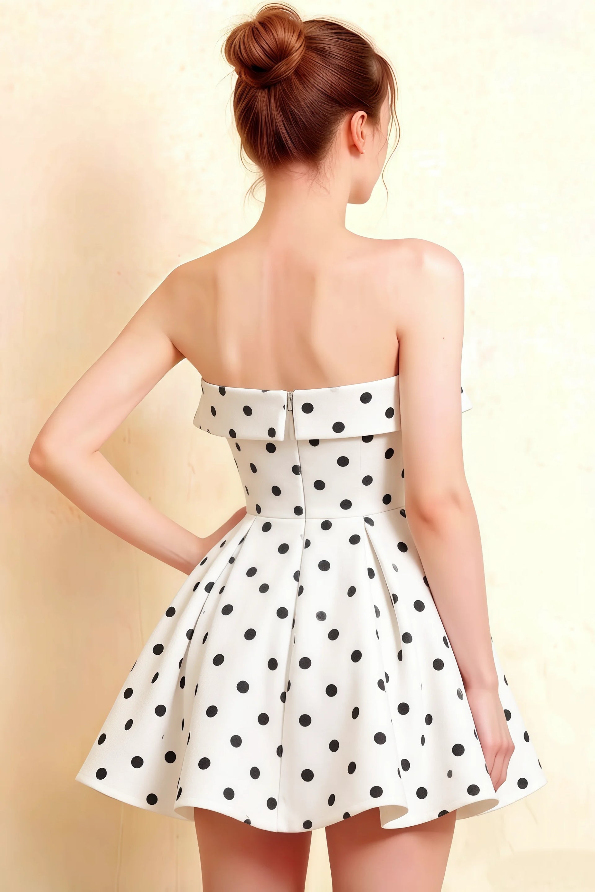 Cara White Polka Dot Women's Smocked-bodice Fit & Flare Mini Dress