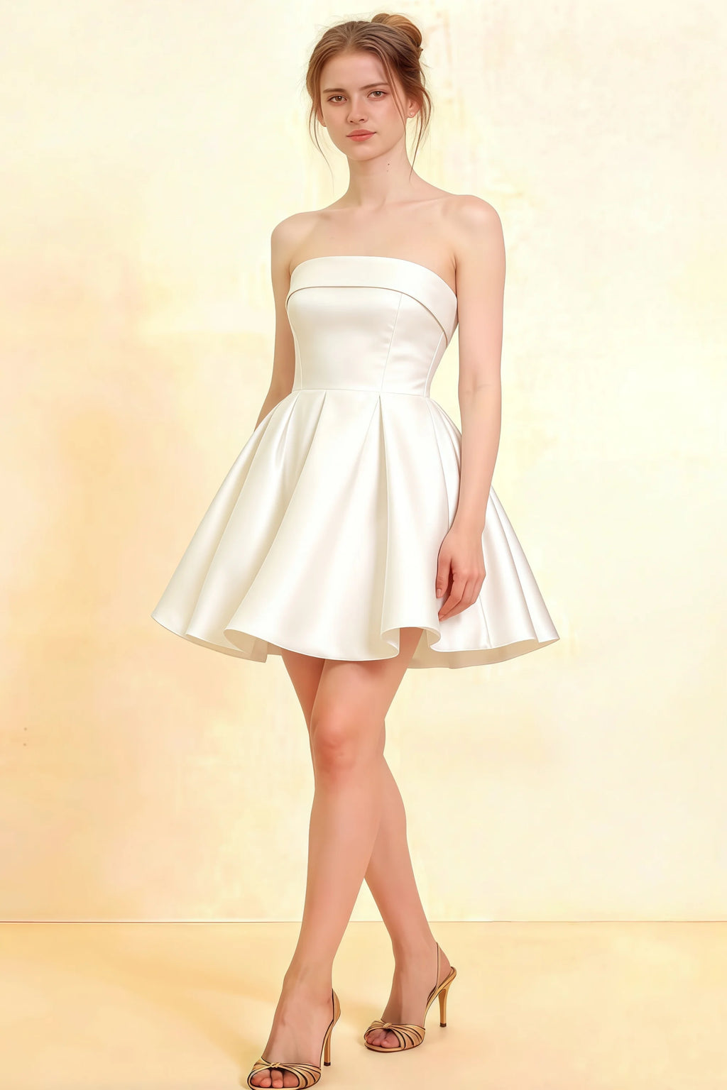 Cara White Women's Smocked-bodice Fit & Flare Mini Dress