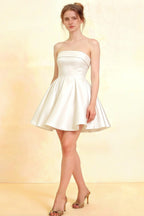 Cara White Women's Smocked-bodice Fit & Flare Mini Dress
