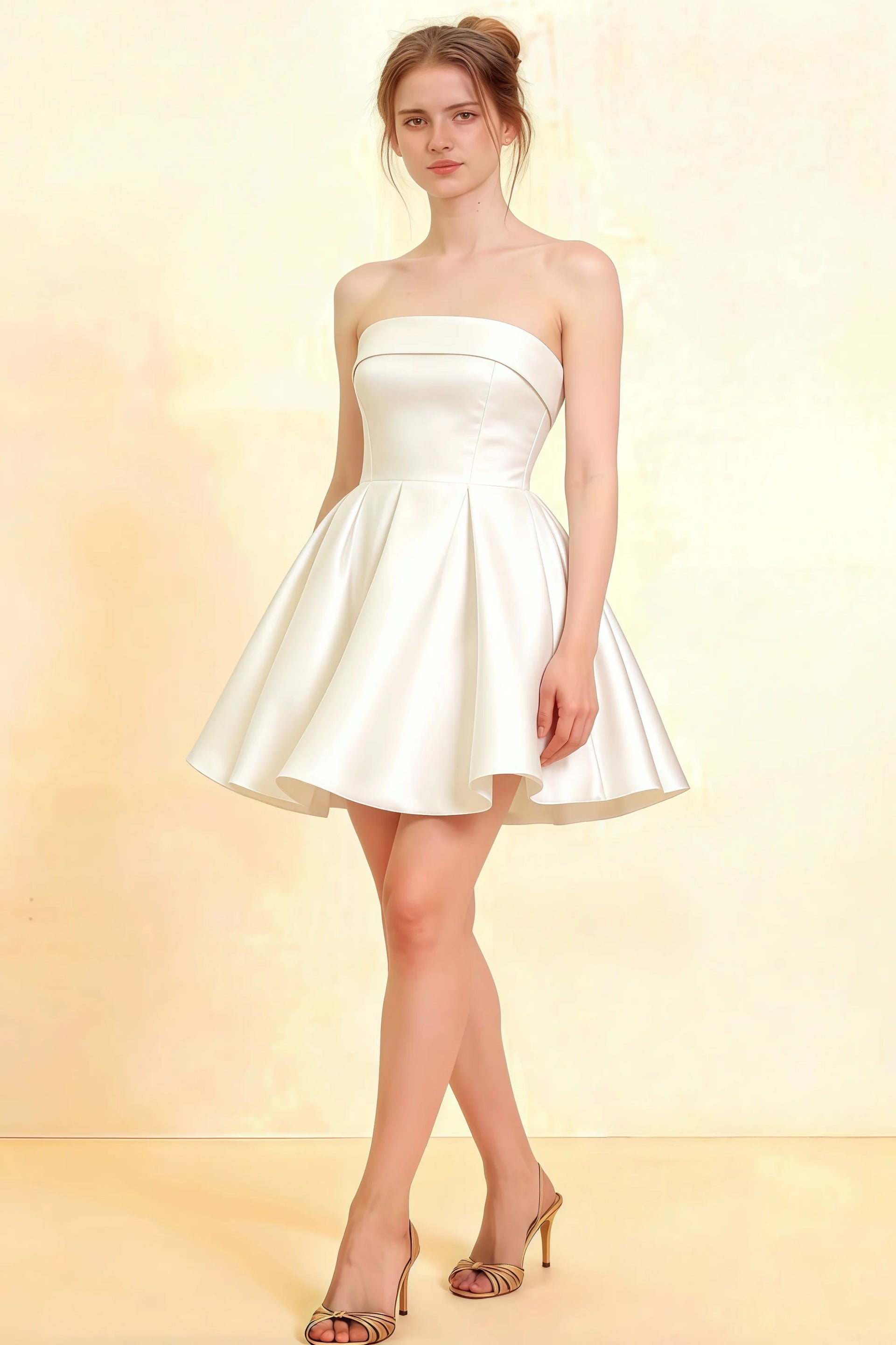 Cara White Women's Smocked-bodice Fit & Flare Mini Dress