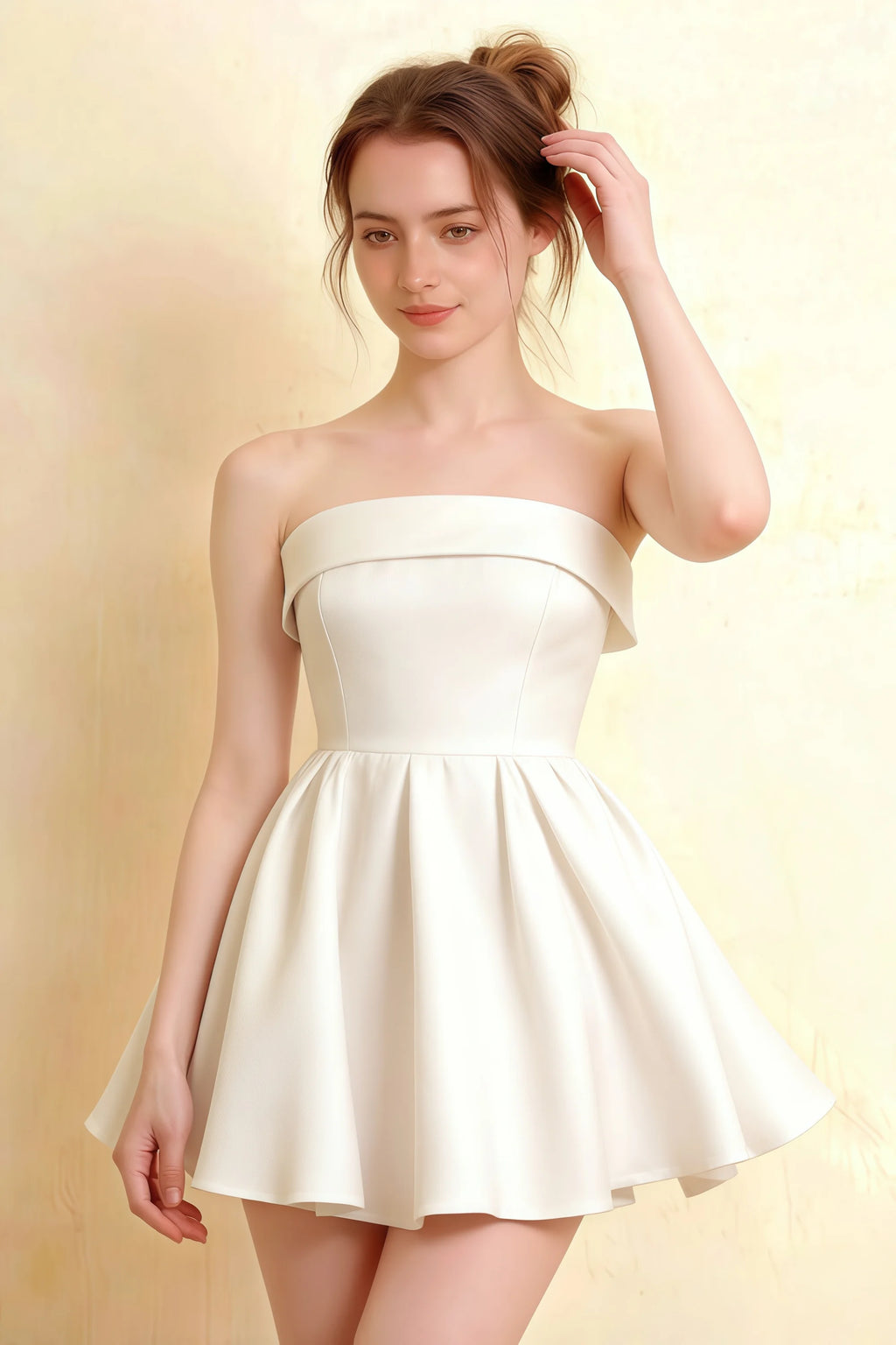 Cara White Women's Smocked-bodice Fit & Flare Mini Dress