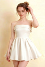 Cara White Women's Smocked-bodice Fit & Flare Mini Dress