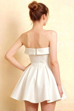 Cara White Women's Smocked-bodice Fit & Flare Mini Dress