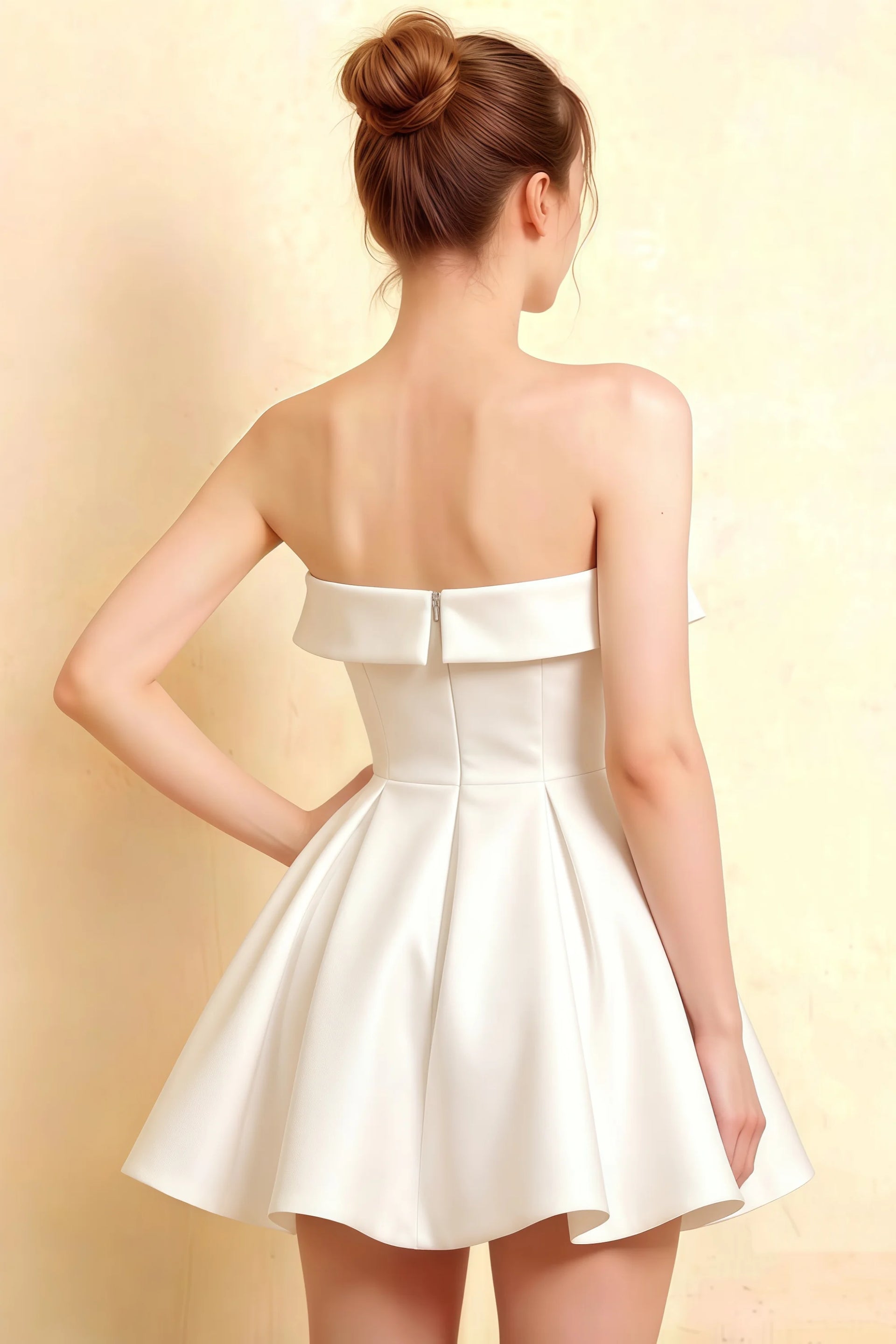 Cara White Women's Smocked-bodice Fit & Flare Mini Dress