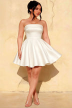 Cara White Women's Smocked-bodice Fit & Flare Mini Dress