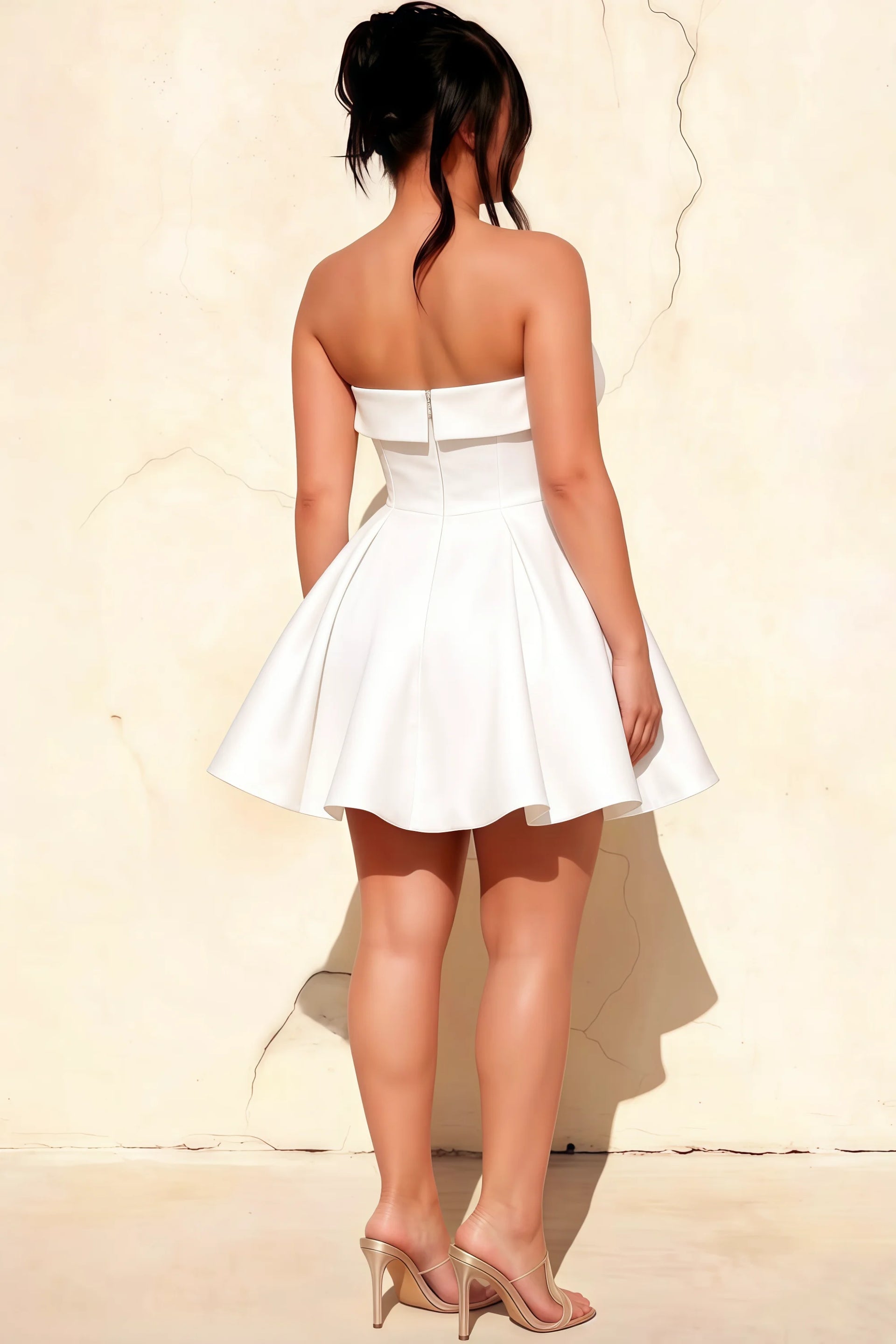 Cara White Women's Smocked-bodice Fit & Flare Mini Dress