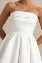 Cara White Women's Smocked-bodice Fit & Flare Mini Dress