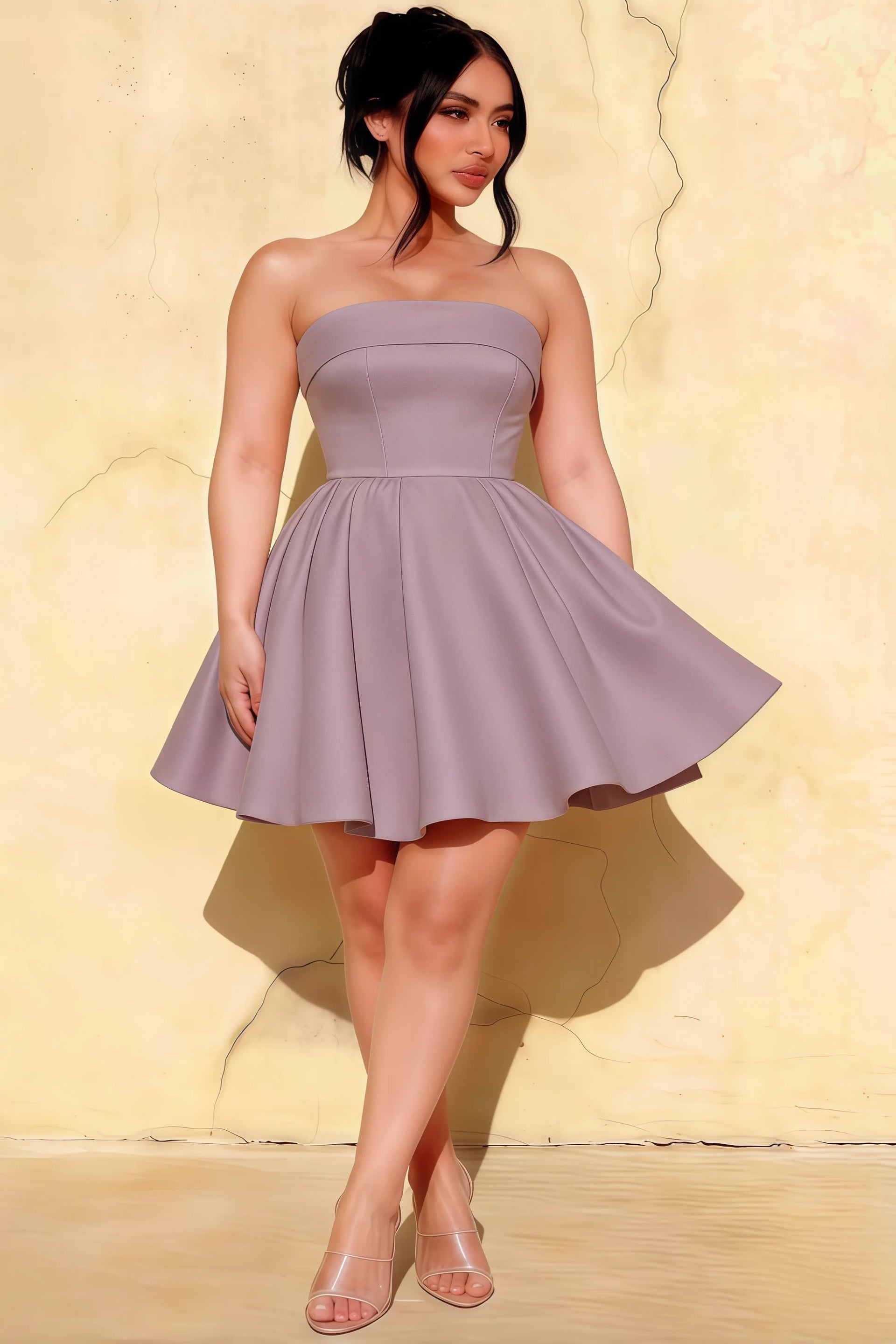 Cara Wisteria Women's Smocked-bodice Fit & Flare Mini Dress