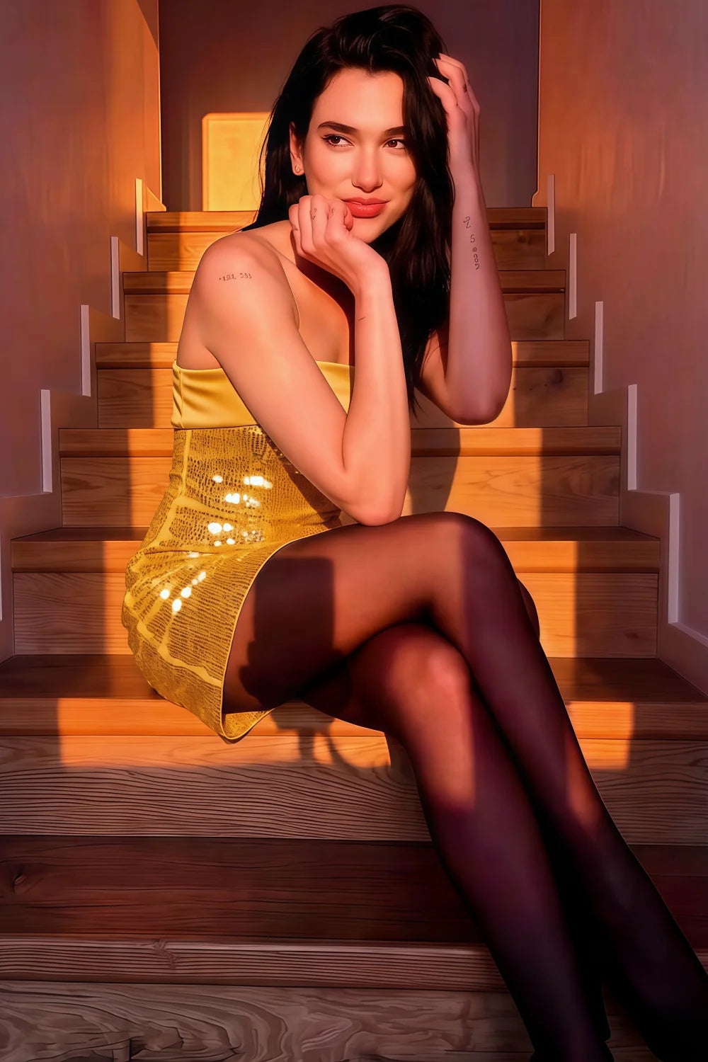 Carina Gold Sequin Strapless Mini Sheath Dress with Satin Trim
