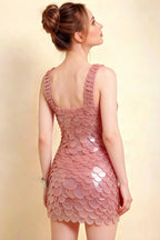 LVLVS Caroline Pink Sequin Dress Open Back Design for Semi Formal Event