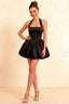 Carolyn Black Lace-up Halter Mini Dress with Ruching