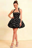 Carolyn Black Polka Dot Lace-up Halter Mini Dress with Ruching