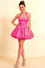 Carolyn Hot Pink Lace-up Halter Mini Dress with Ruching