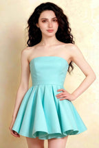 Catherine Aqua Bandeau Ruffle Mini Dress