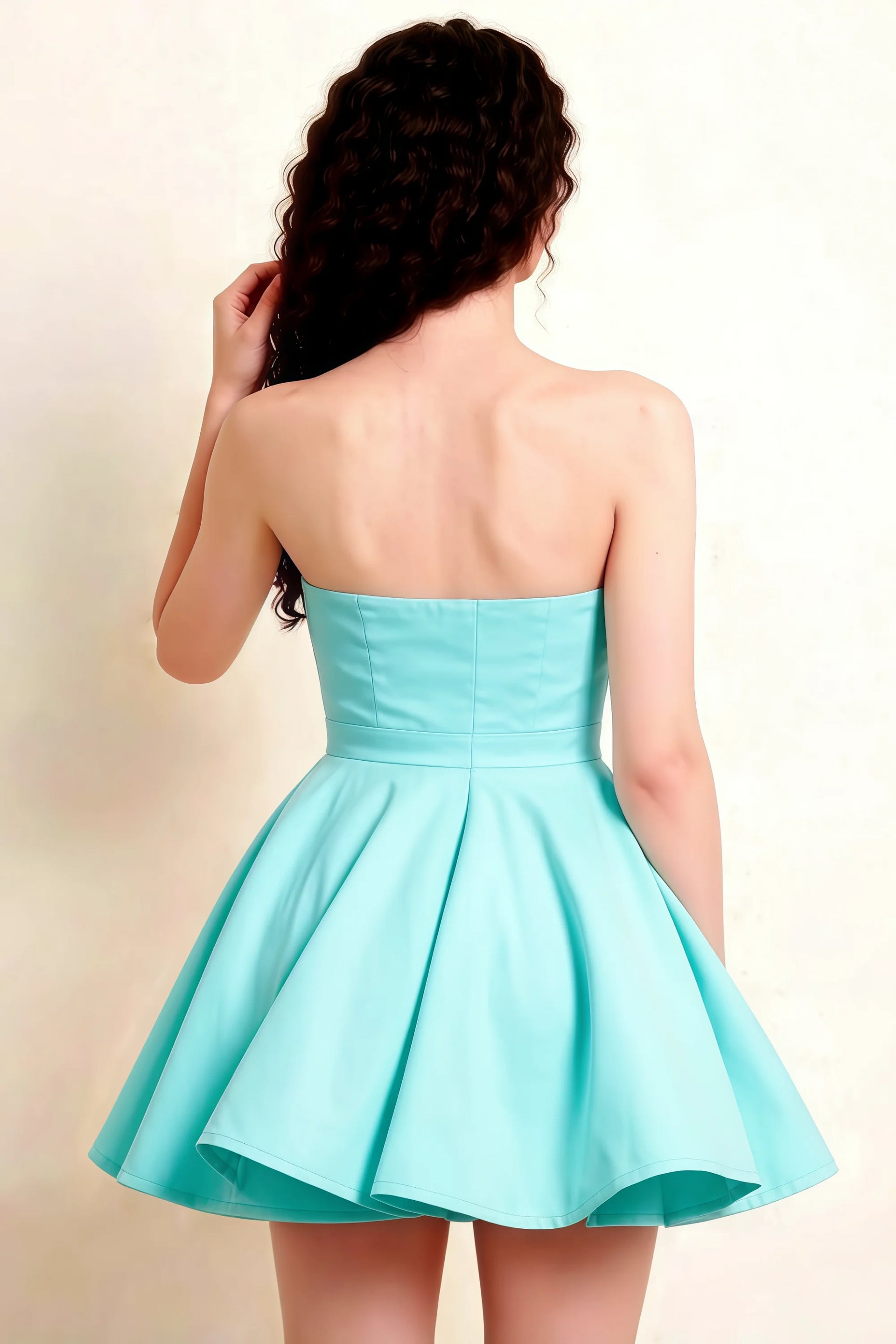 Catherine Aqua Bandeau Ruffle Mini Dress