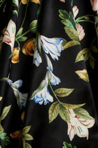 Catherine Black Floral Print Bandeau Ruffle Mini Dress